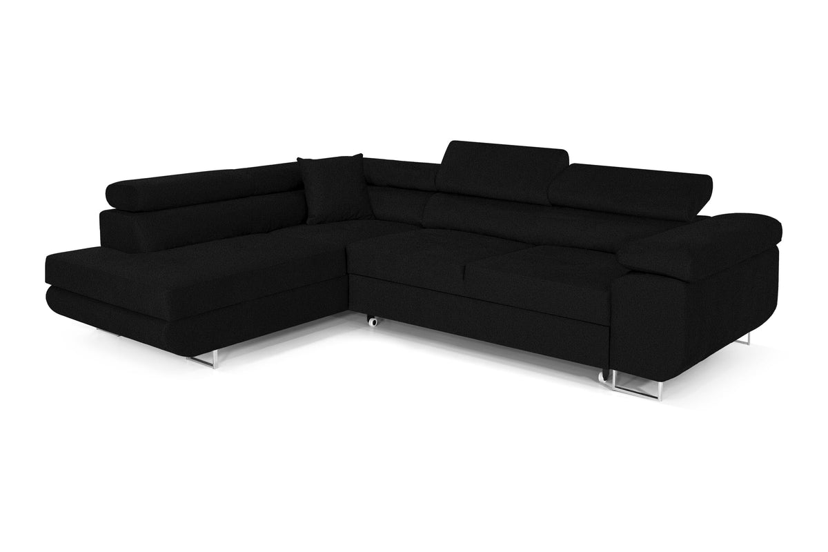 Pasti L-Shaped Corner Sofa with Sleep Function, Sofa Couch with Bed Box, 3-Seater Corner Sofa, Sofa Bed for Living Room, Big Sofa Couch with Sleep Function (Light Grey, Ottoman
