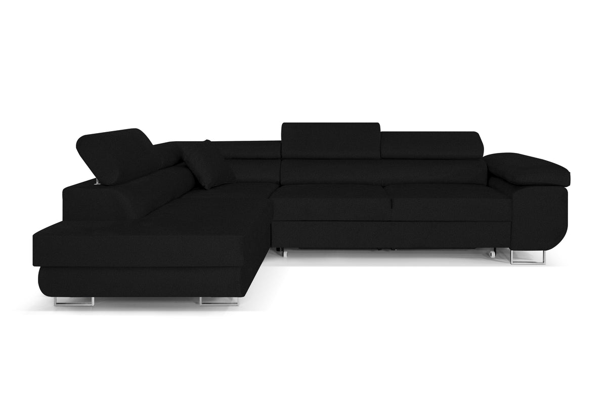 Pasti L-Shaped Corner Sofa with Sleep Function, Sofa Couch with Bed Box, 3-Seater Corner Sofa, Sofa Bed for Living Room, Big Sofa Couch with Sleep Function (Light Grey, Ottoman