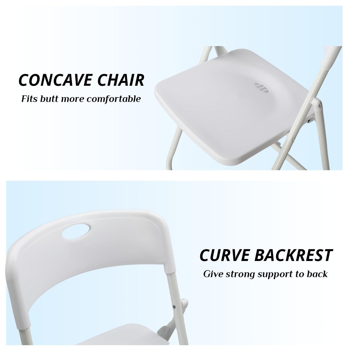 Karl home 6 PCS Plastic Folding Chair, Lightweight Foldable Chair, White