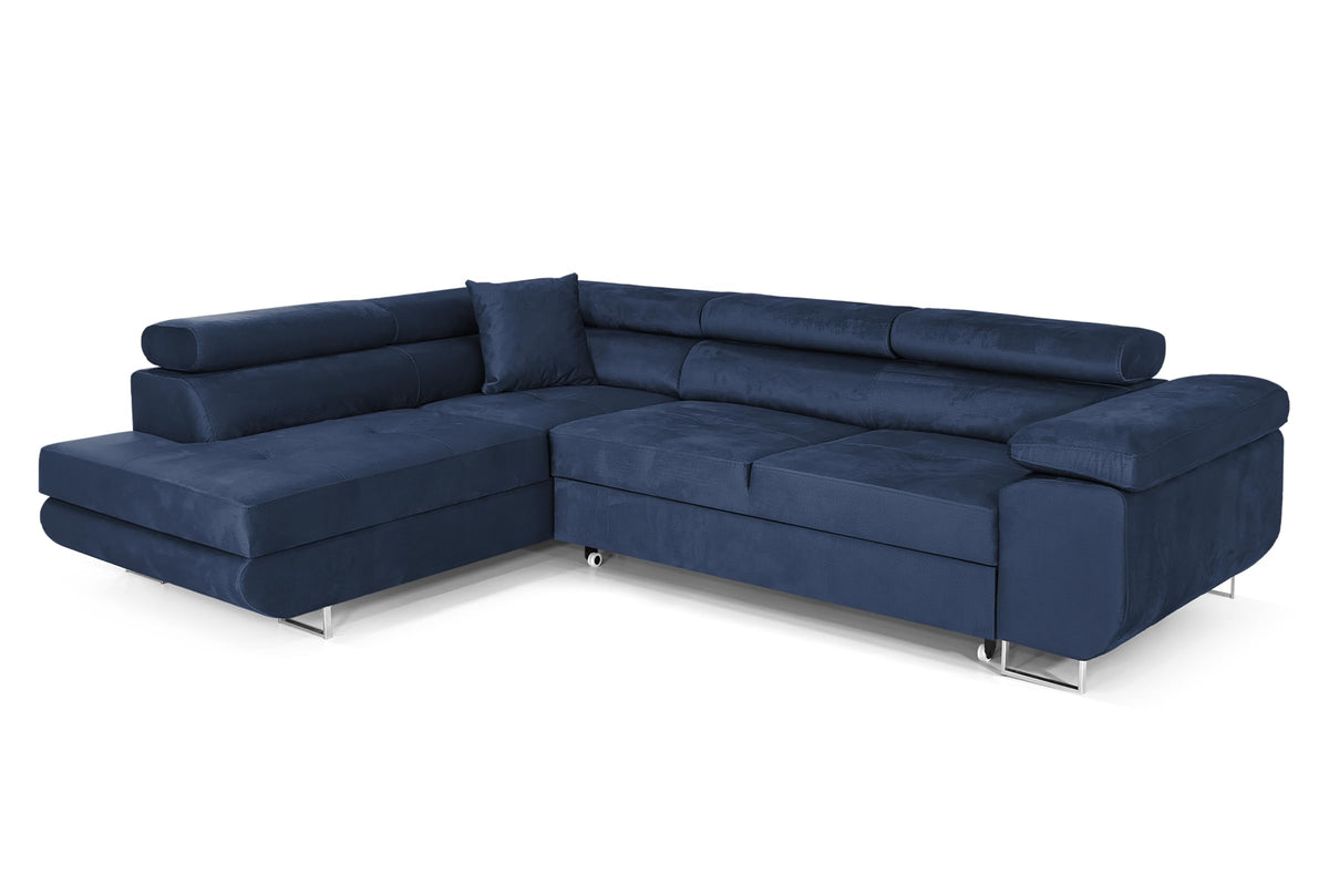 Pasti L-Shaped Corner Sofa with Sleep Function, Sofa Couch with Bed Box, 3-Seater Corner Sofa, Sofa Bed for Living Room, Big Sofa Couch with Sleep Function (Light Grey, Ottoman