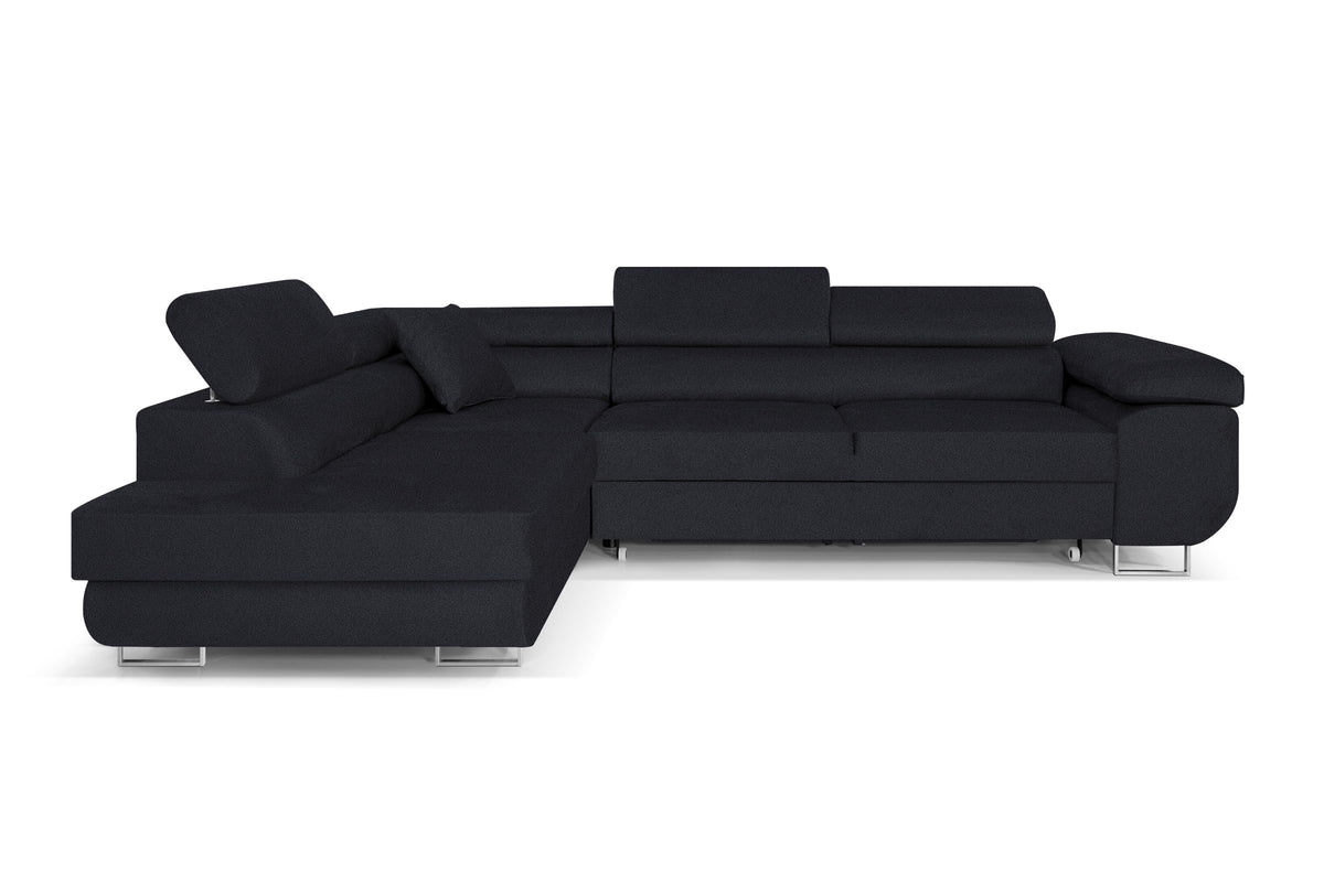 Pasti L-Shaped Corner Sofa with Sleep Function, Sofa Couch with Bed Box, 3-Seater Corner Sofa, Sofa Bed for Living Room, Big Sofa Couch with Sleep Function (Light Grey, Ottoman