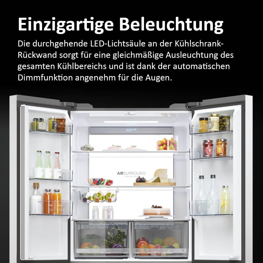 Haier Multi Door Kühl-Gefrierkombination I CUBE 83 SERIE 7 HCR7818DWPT I 4-türiger Kühlschrank mit Gefrierfach, XXL-Fassungsvermögen & 83cm Breite I 463L, Energieklasse D I Wasserspender & No Frost