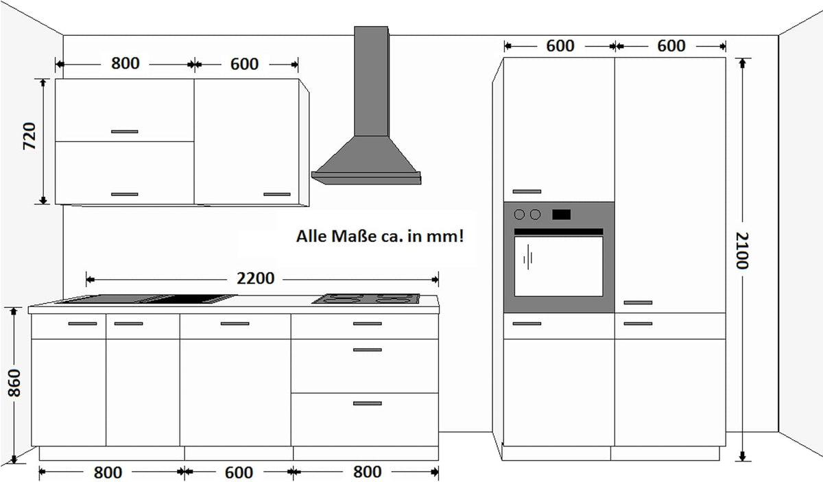 Vigo Matera Lancelot Kitchen Unit 220 + 120 cm Grey