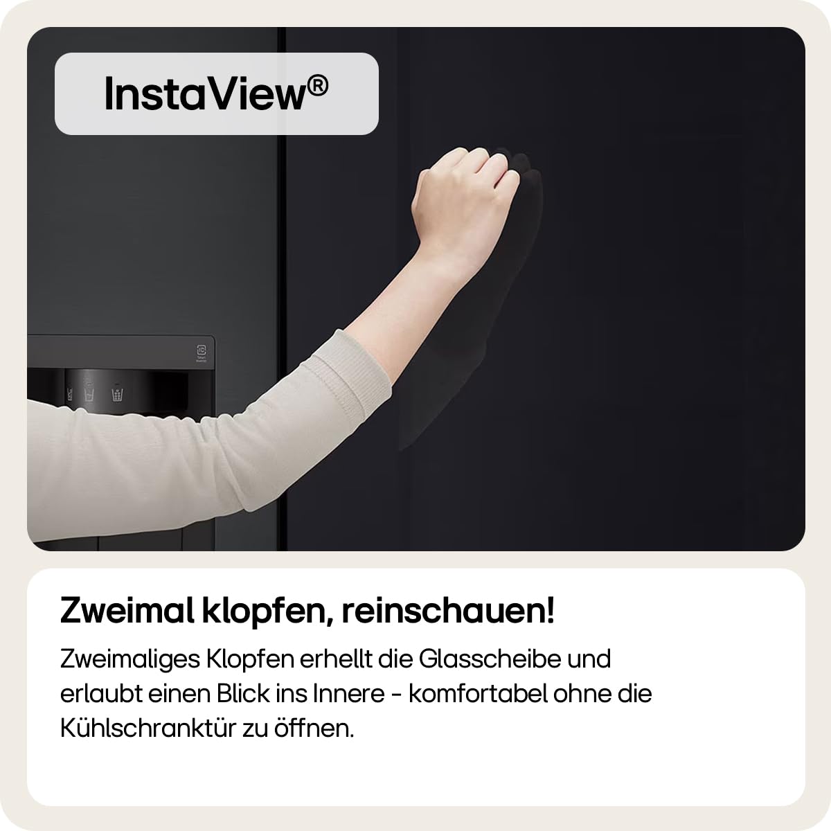 LG GSXE90MBDD Side by Side Kühlschrank mit InstaView Craft Ice | Door in Door | Crushed Ice -und Wasserspender EEK: Klasse D | 628 Liter Kapazität | Festwasseranschluss | Total No Frost