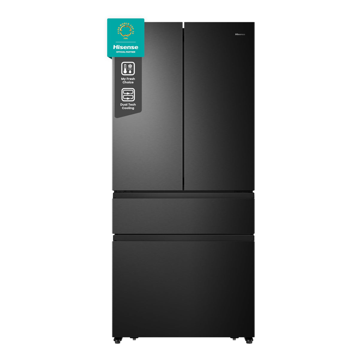 Hisense RF632N4WIE French Door Kühl-Gefrierkombination/ NoFrostPlus/ Inverter-Kompressor/ Wasserspender/ CrispZone/ 200 cm/ Kühlteil 336 l/ Gefrierteil 149 l/ 38 dB/ 295 kWh/ Jahr/ Inox-Look