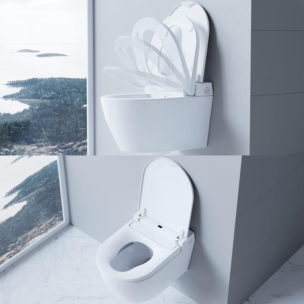 BERNSTEIN Dusch-WC 540 PRO in Weiß mit 5 Jahre Garantieerweiterung, Spülrandloses Hänge-WC mit Bidet Funktion Sitzheizung und Sterilisator – Komplettanlage mit Fernbedienung mit Absenkautomatik
