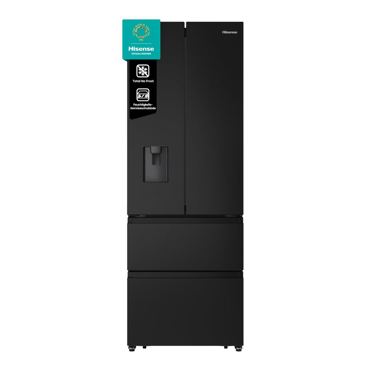Hisense RF632N4WIE French Door Kühl-Gefrierkombination/ NoFrostPlus/ Inverter-Kompressor/ Wasserspender/ CrispZone/ 200 cm/ Kühlteil 336 l/ Gefrierteil 149 l/ 38 dB/ 295 kWh/ Jahr/ Inox-Look