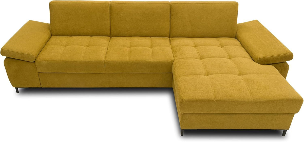 DOMO. collection Curacao Ecksofa, Schlafsofa mit Federkern und Armlehnenfunktion in L‑Form, 297 x 160 x 84 cm (B x T x H), Creme