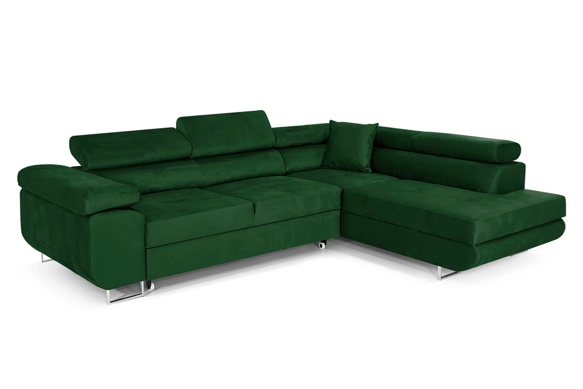 Pasti L-Shaped Corner Sofa with Sleep Function, Sofa Couch with Bed Box, 3-Seater Corner Sofa, Sofa Bed for Living Room, Big Sofa Couch with Sleep Function (Light Grey, Ottoman