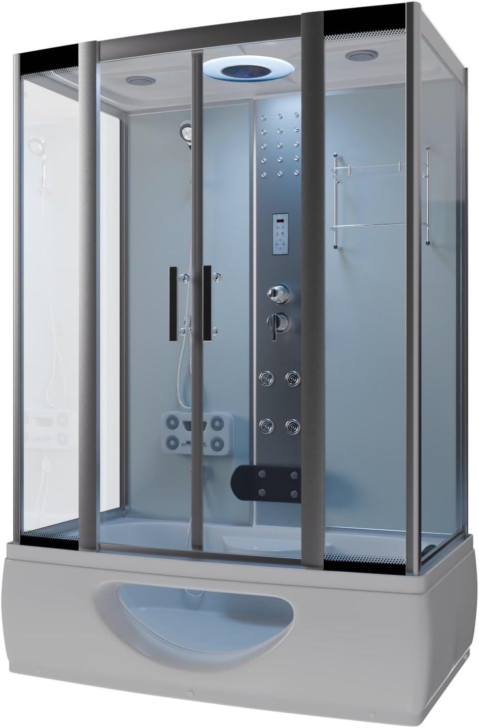 Tronitechnik® Duschtempel Dusche IKARIA 135x80x220cm Komplettdusche Fertigdusche mit Wanne, Duschkabine mit Badewanne, freistehend, inkl. Zubehör, Regendusche, Massage