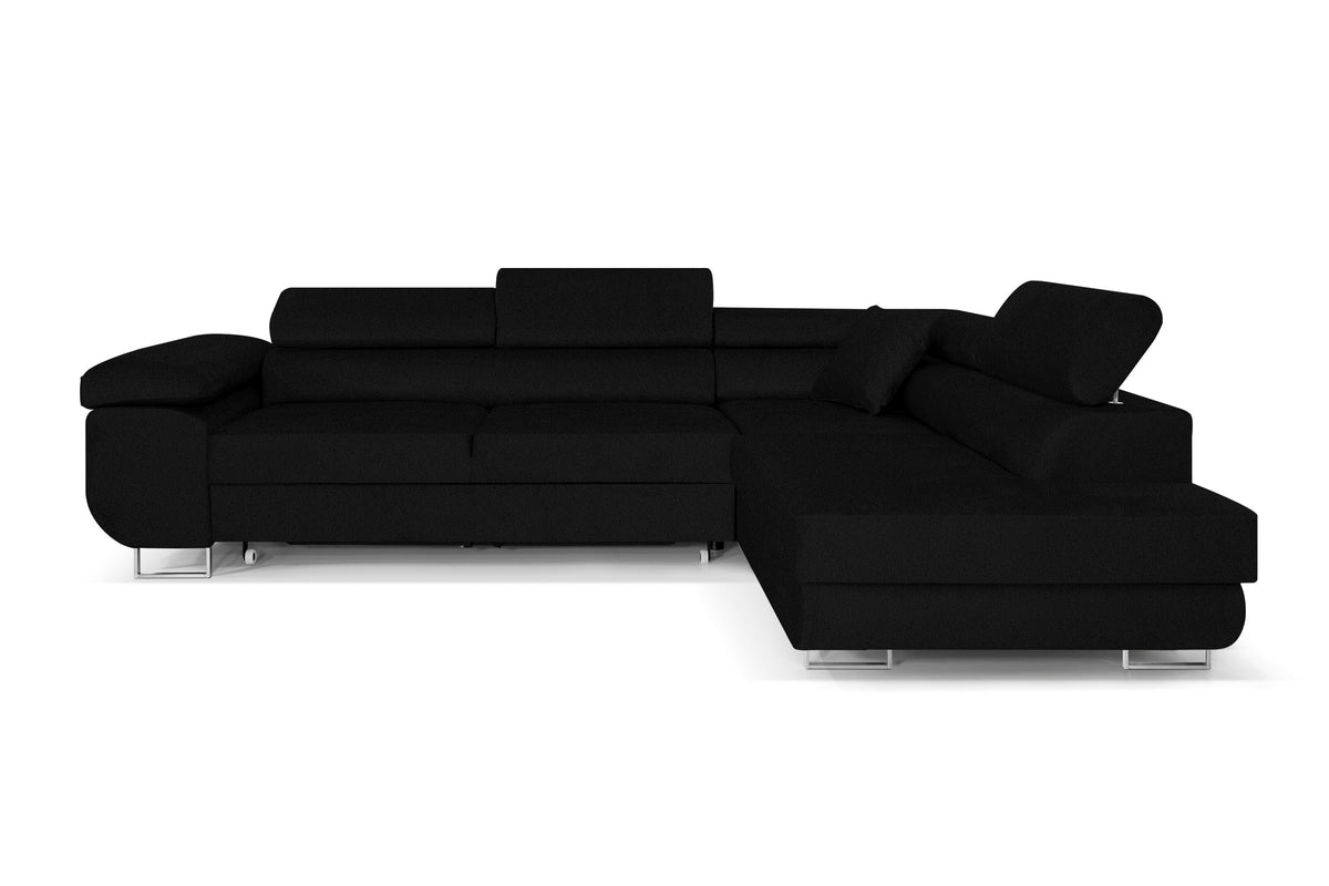 Pasti L-Shaped Corner Sofa with Sleep Function, Sofa Couch with Bed Box, 3-Seater Corner Sofa, Sofa Bed for Living Room, Big Sofa Couch with Sleep Function (Light Grey, Ottoman
