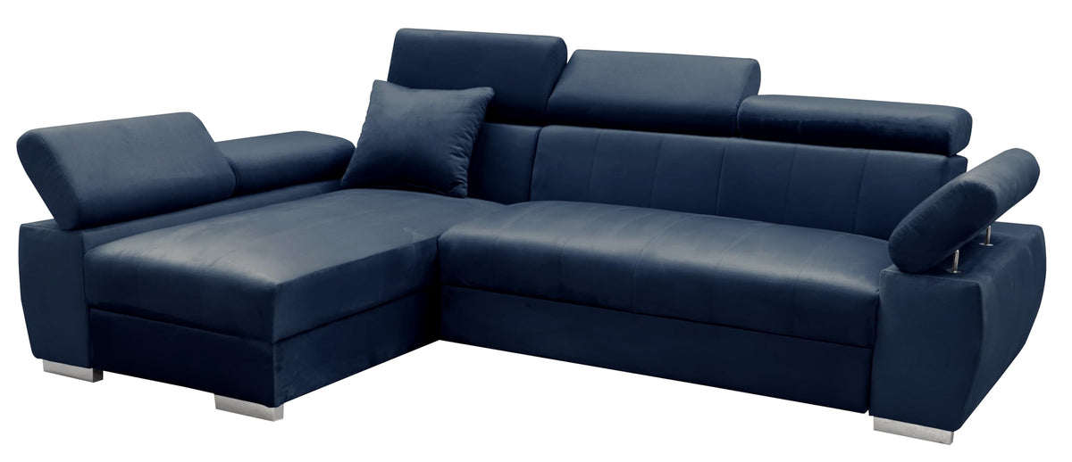 OTTO Corner Sofa, Corner Couch with Sleep Function, Spring Core, Adjustable Headrests, Easy Folding Mechanism, Bed Function, Additional Storage Space, Plush Grey, Left