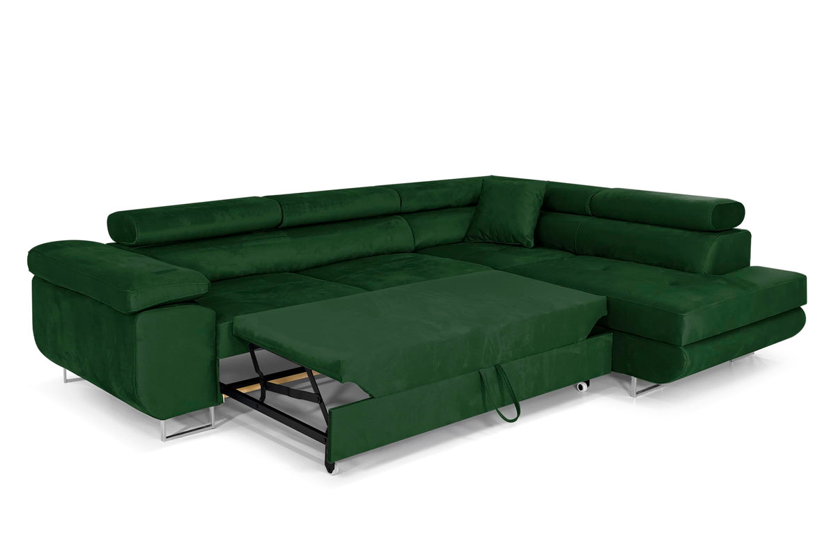 Pasti L-Shaped Corner Sofa with Sleep Function, Sofa Couch with Bed Box, 3-Seater Corner Sofa, Sofa Bed for Living Room, Big Sofa Couch with Sleep Function (Light Grey, Ottoman