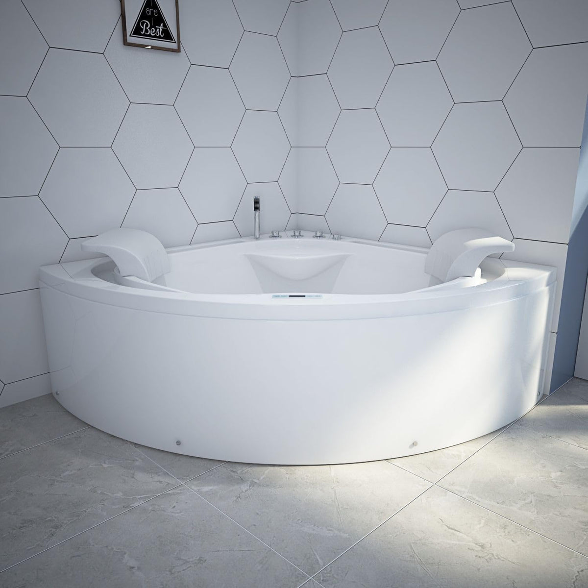 Tronitechnik® Eckwhirlpool Andros 160x160 Eckwanne Badewanne mit Whirlpool und Airpool Unterwasser LEDs inkl. Spülfunktion des Rohrsystems