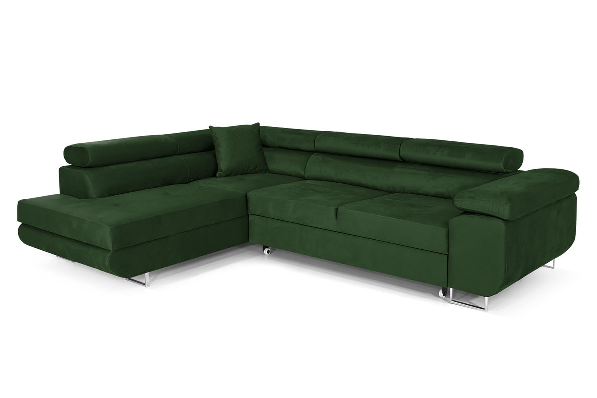 Pasti L-Shaped Corner Sofa with Sleep Function, Sofa Couch with Bed Box, 3-Seater Corner Sofa, Sofa Bed for Living Room, Big Sofa Couch with Sleep Function (Light Grey, Ottoman