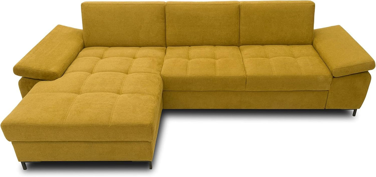 DOMO. collection Curacao Ecksofa, Schlafsofa mit Federkern und Armlehnenfunktion in L‑Form, 297 x 160 x 84 cm (B x T x H), Creme