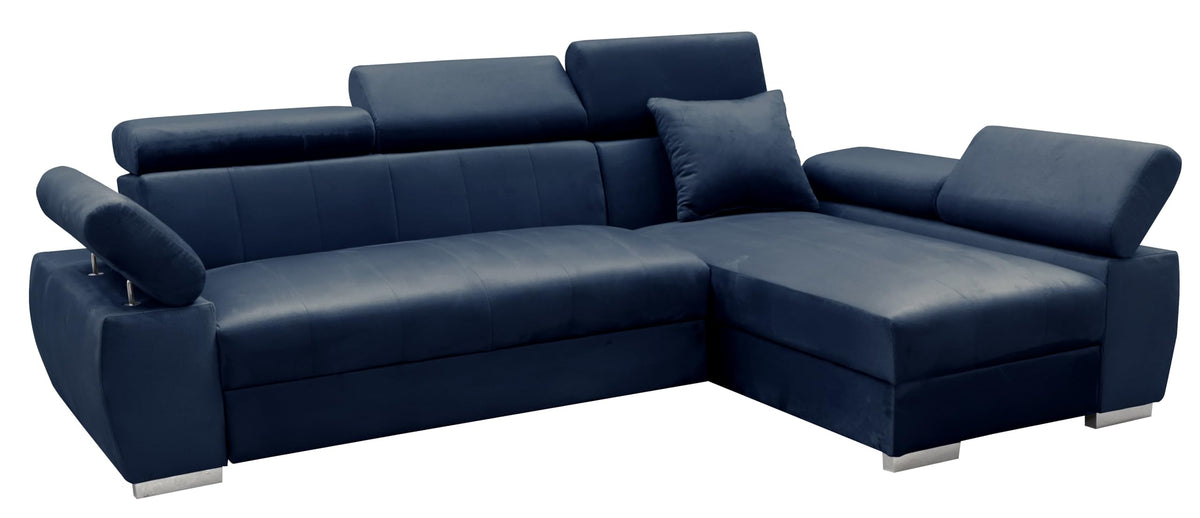 OTTO Corner Sofa, Corner Couch with Sleep Function, Spring Core, Adjustable Headrests, Easy Folding Mechanism, Bed Function, Additional Storage Space, Plush Grey, Left