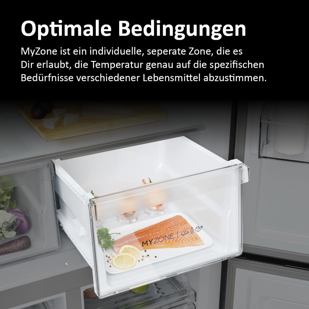Haier Multi Door Kühl-Gefrierkombination I CUBE 83 SERIE 7 HCR7818DWPT I 4-türiger Kühlschrank mit Gefrierfach, XXL-Fassungsvermögen & 83cm Breite I 463L, Energieklasse D I Wasserspender & No Frost