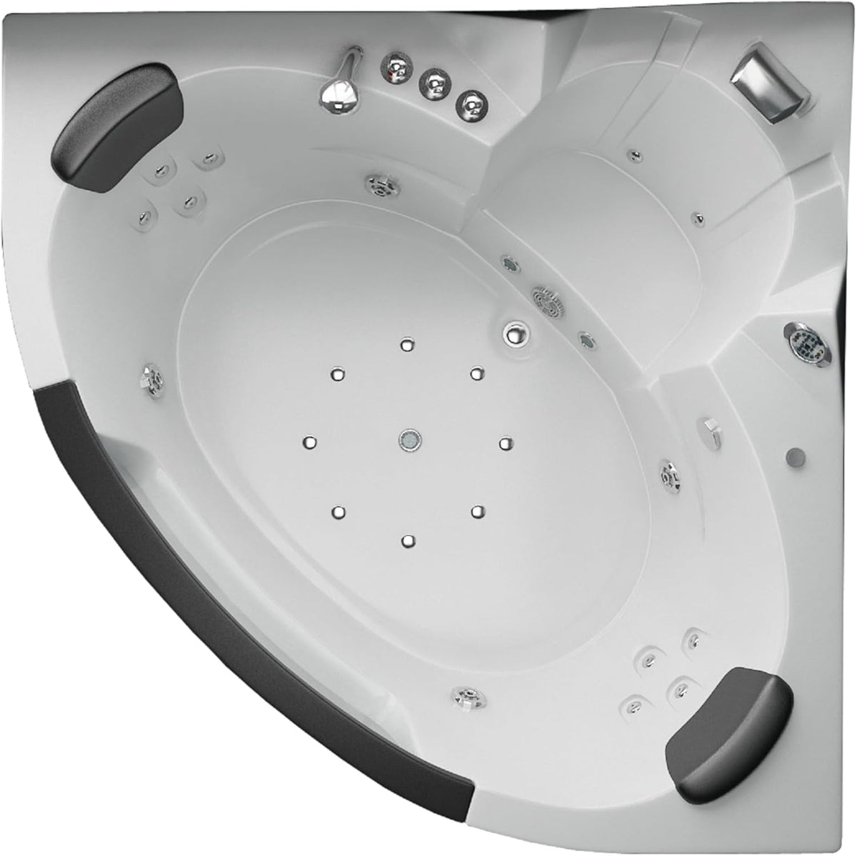 Jet-Line®| Whirlpool Indoor 2-Personen mit Hydromassage | Wanne | Badewanne | Spa Eck Badewanne | Whirlwanne 1.53 m x 1.53 m Weiss Luft und Wassersystem | Heizung | Ozon | LED Carlotta