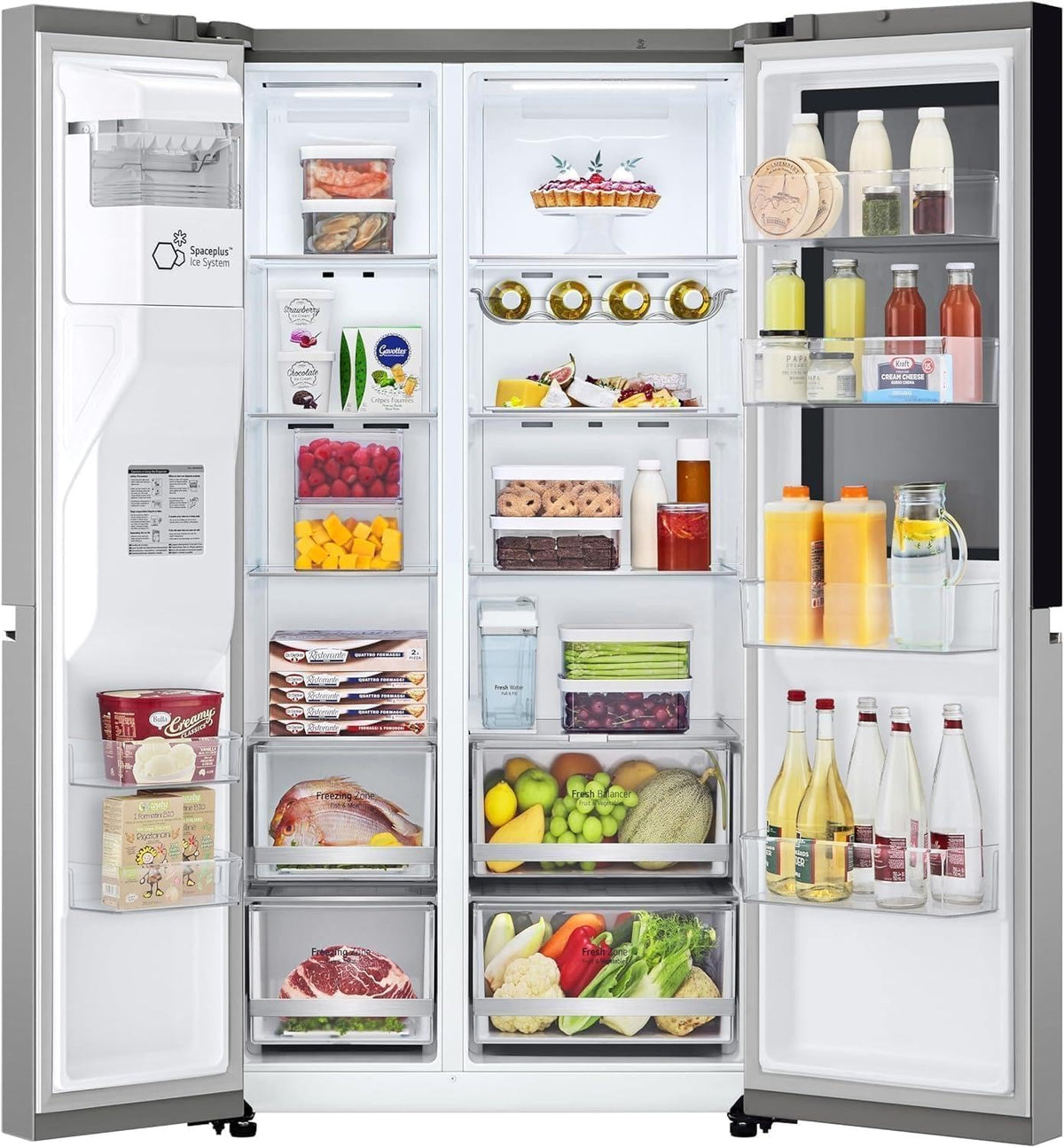 LG GSXE90MBDD Side by Side Kühlschrank mit InstaView Craft Ice | Door in Door | Crushed Ice -und Wasserspender EEK: Klasse D | 628 Liter Kapazität | Festwasseranschluss | Total No Frost