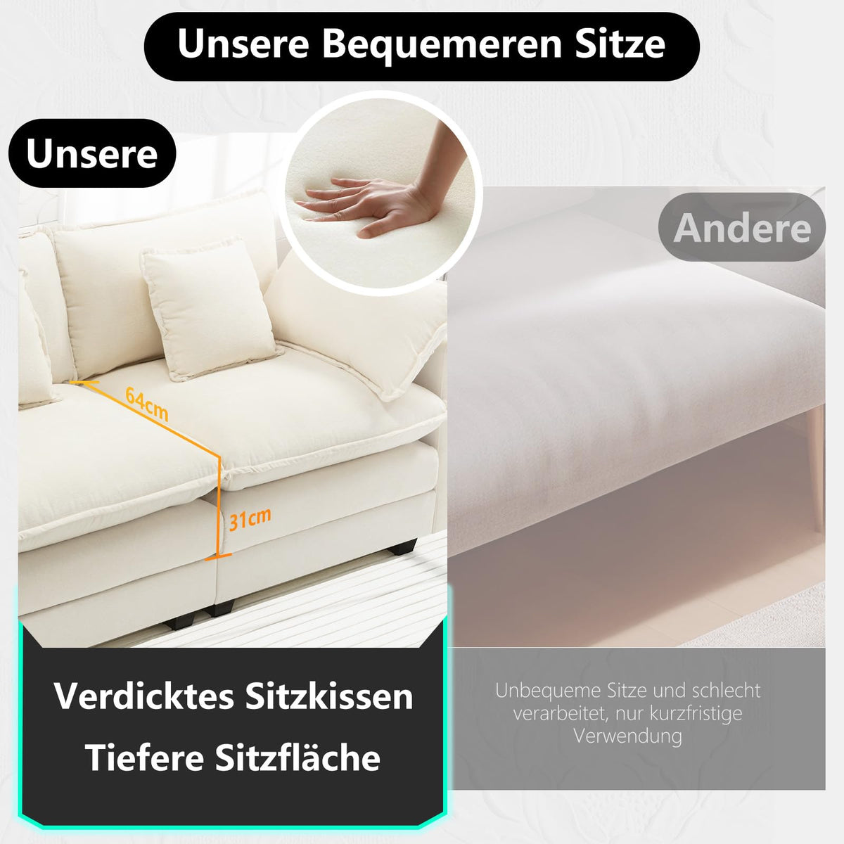 Urhanherry U-Shape Cloud Sofa Beige