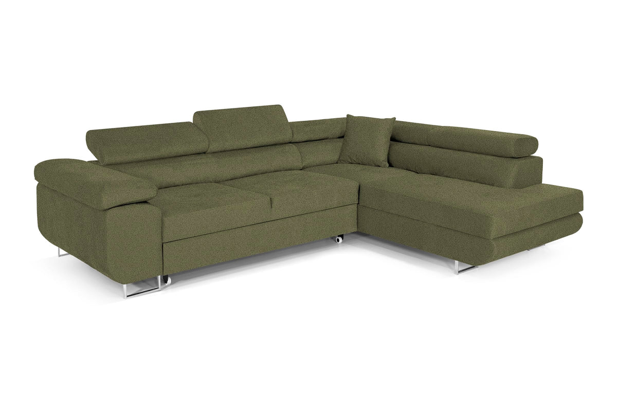Pasti L-Shaped Corner Sofa with Sleep Function, Sofa Couch with Bed Box, 3-Seater Corner Sofa, Sofa Bed for Living Room, Big Sofa Couch with Sleep Function (Light Grey, Ottoman