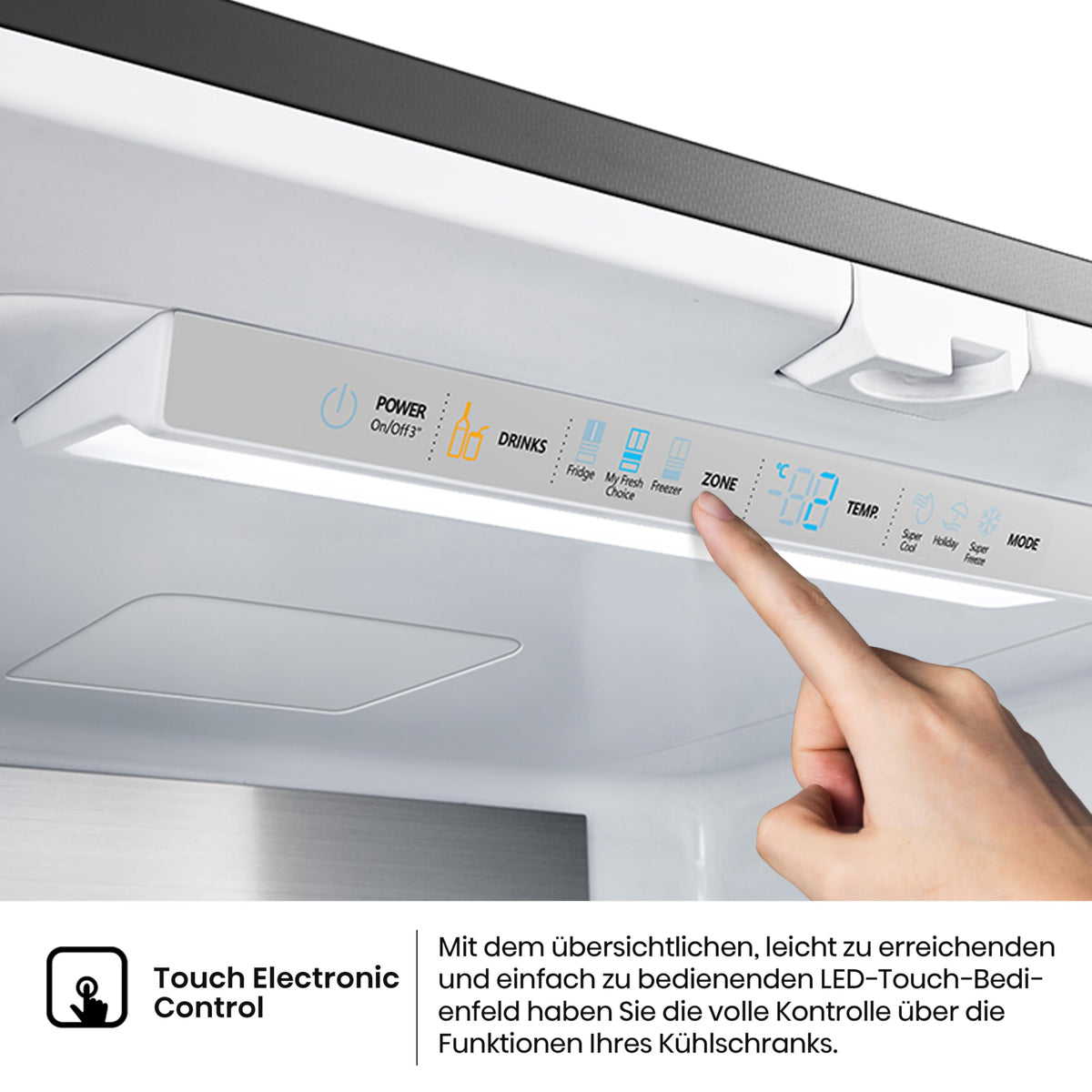 Hisense RF632N4WIE French Door Kühl-Gefrierkombination/ NoFrostPlus/ Inverter-Kompressor/ Wasserspender/ CrispZone/ 200 cm/ Kühlteil 336 l/ Gefrierteil 149 l/ 38 dB/ 295 kWh/ Jahr/ Inox-Look