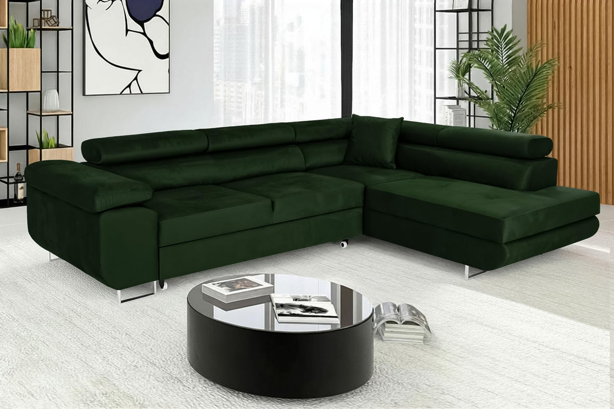 Pasti L-Shaped Corner Sofa with Sleep Function, Sofa Couch with Bed Box, 3-Seater Corner Sofa, Sofa Bed for Living Room, Big Sofa Couch with Sleep Function (Light Grey, Ottoman