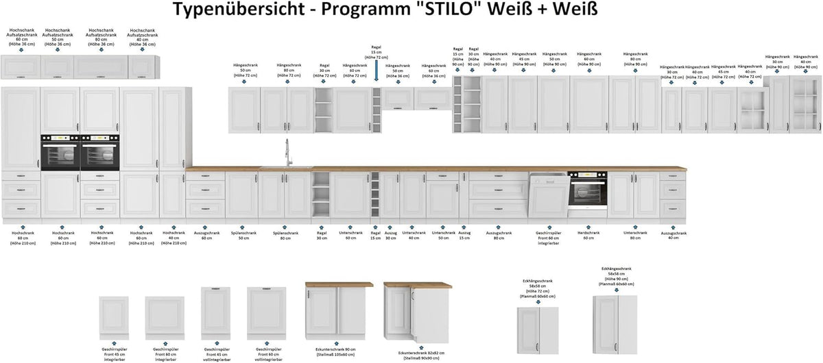 Stilo Country House Kitchen Unit 230 + 120 cm White