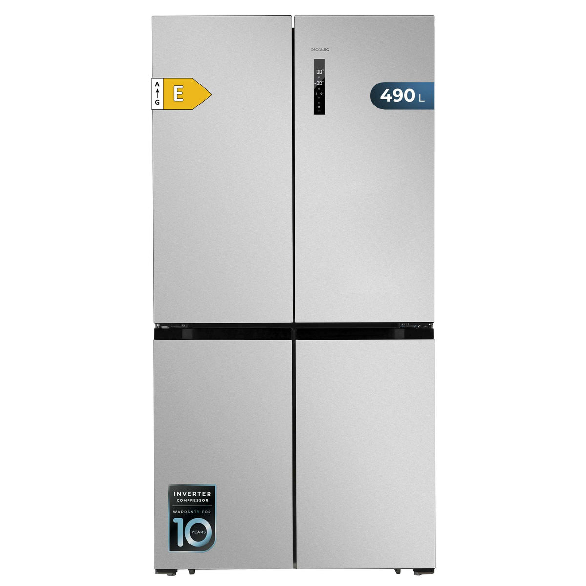 Cecotec Amerikanischer Kühlschrank, 4 Türen, 564 l, Bolero, CoolMarket, 4D 564 Dark E. 183 cm hoch, 91 cm breit, Wasserspender, geringer Stromverbrauch, Invertermotor, Plus, Total NoFrost