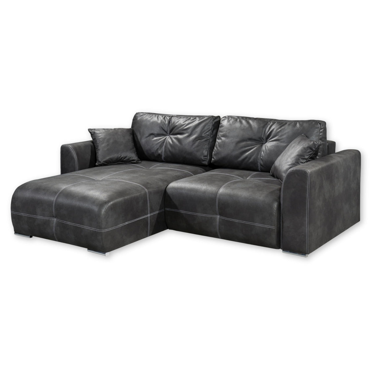 Dolan Comfortable Sofa Bed in Leather Look with Bed Box, Light Brown, Extendable Sofa with Sleep Function, 245 x 85 x 115 cm (W x H x D)