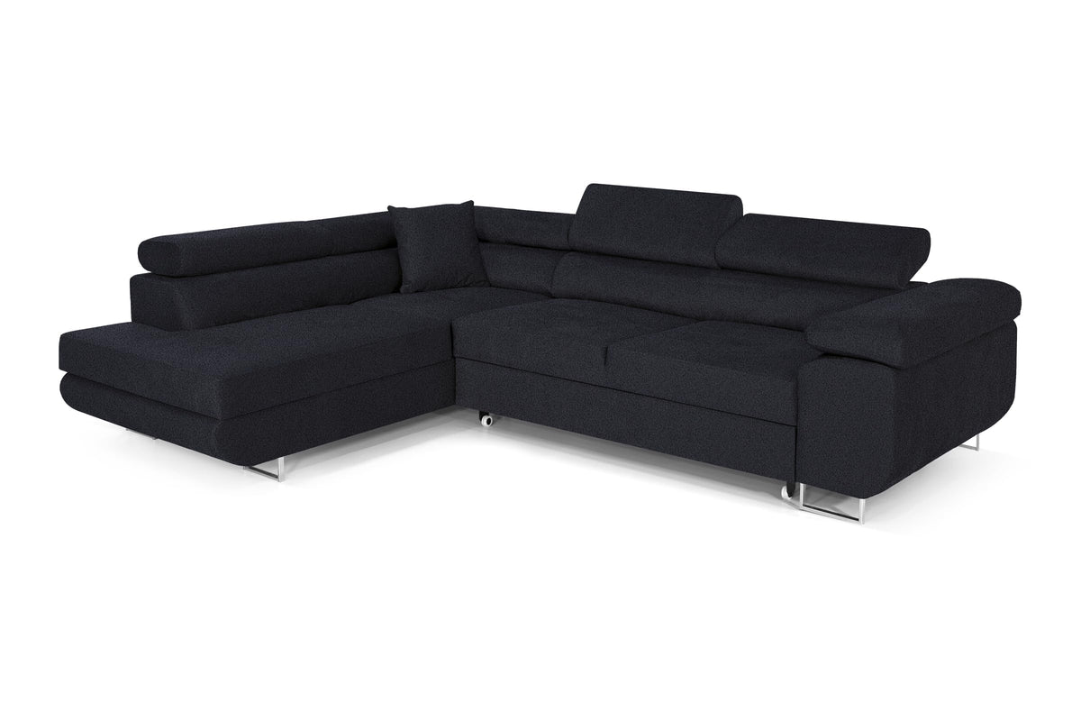 Pasti L-Shaped Corner Sofa with Sleep Function, Sofa Couch with Bed Box, 3-Seater Corner Sofa, Sofa Bed for Living Room, Big Sofa Couch with Sleep Function (Light Grey, Ottoman