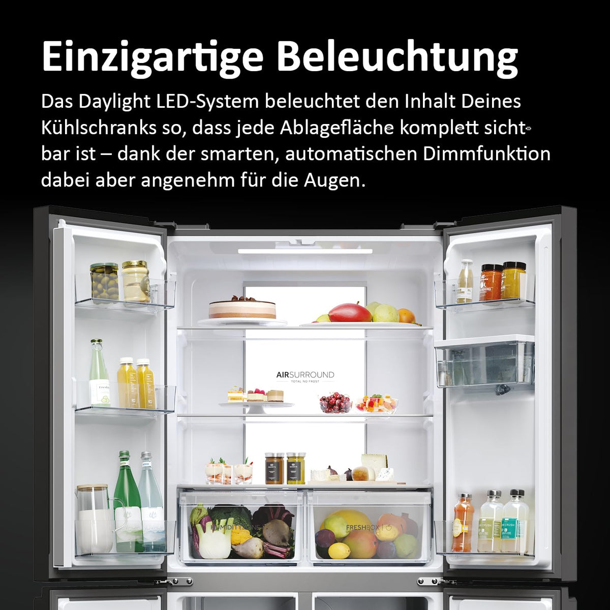 Haier Multi Door Kühl-Gefrierkombination I CUBE 83 SERIE 7 HCR7818DWPT I 4-türiger Kühlschrank mit Gefrierfach, XXL-Fassungsvermögen & 83cm Breite I 463L, Energieklasse D I Wasserspender & No Frost