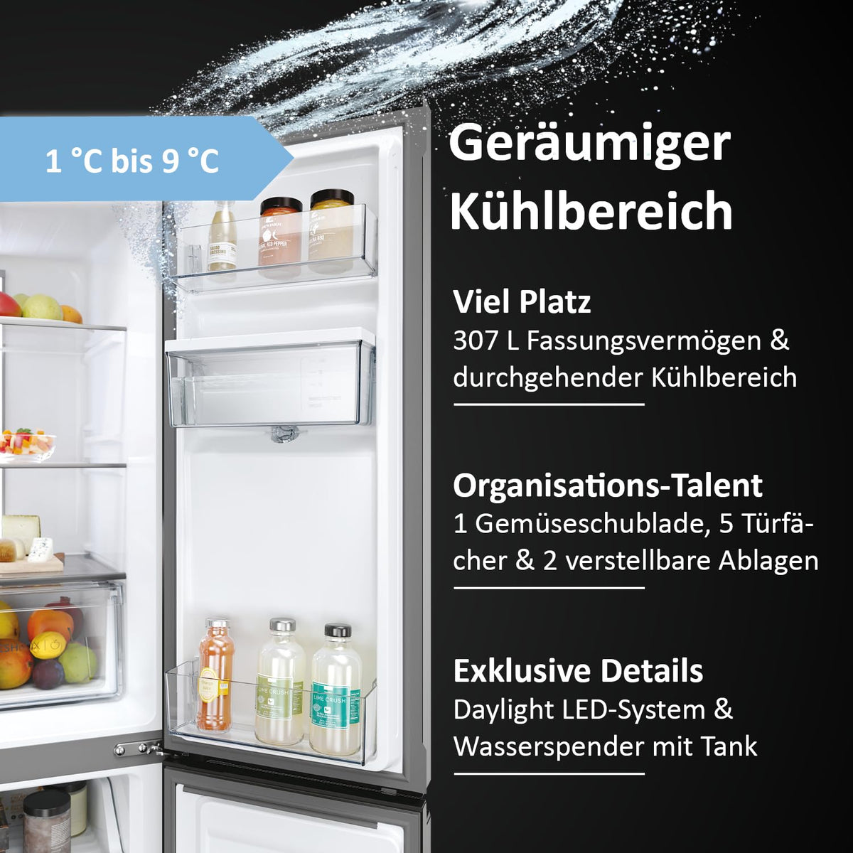 Haier Multi Door Kühl-Gefrierkombination I CUBE 83 SERIE 7 HCR7818DWPT I 4-türiger Kühlschrank mit Gefrierfach, XXL-Fassungsvermögen & 83cm Breite I 463L, Energieklasse D I Wasserspender & No Frost