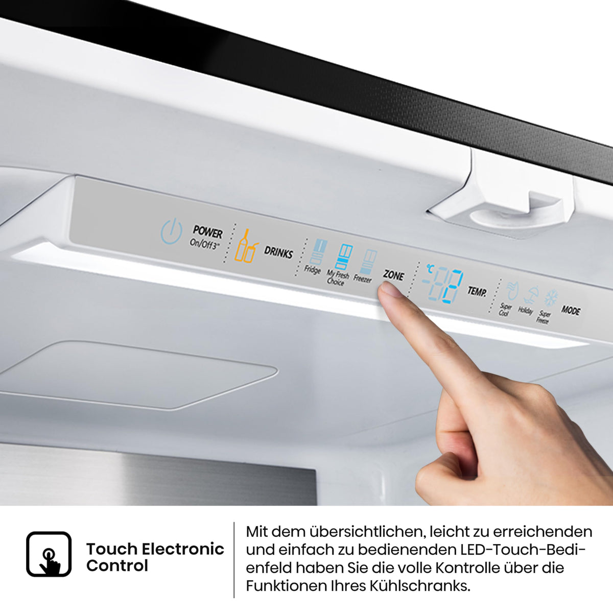 Hisense RF632N4WIE French Door Kühl-Gefrierkombination/ NoFrostPlus/ Inverter-Kompressor/ Wasserspender/ CrispZone/ 200 cm/ Kühlteil 336 l/ Gefrierteil 149 l/ 38 dB/ 295 kWh/ Jahr/ Inox-Look