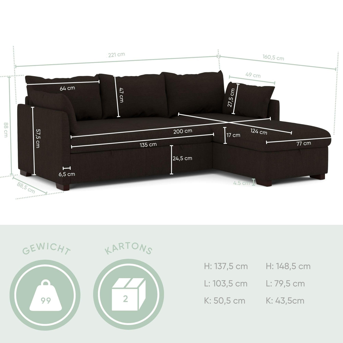 Aquinos BUDWING Orlando Ecksofa mit Schlaffunktion