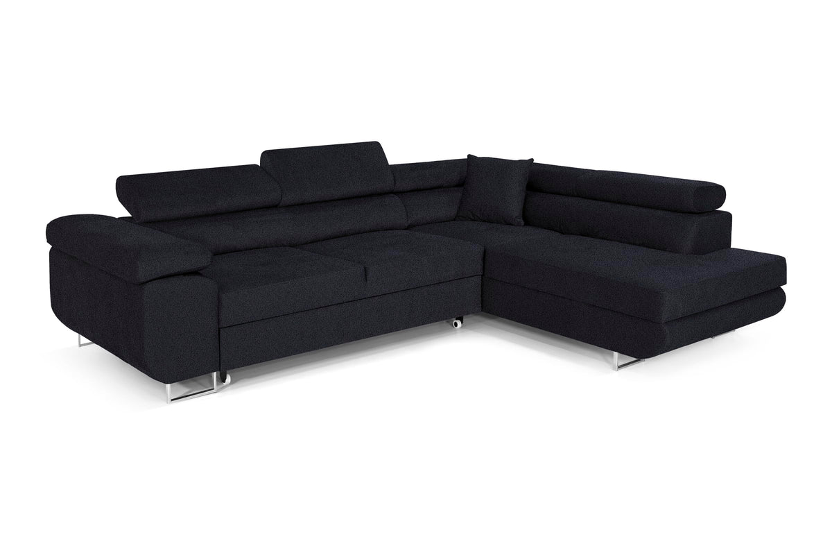 Pasti L-Shaped Corner Sofa with Sleep Function, Sofa Couch with Bed Box, 3-Seater Corner Sofa, Sofa Bed for Living Room, Big Sofa Couch with Sleep Function (Light Grey, Ottoman