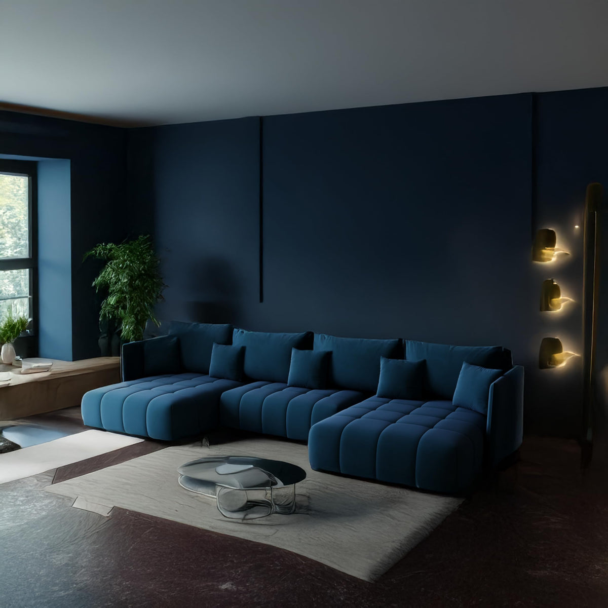 U-Shape Corner Sofa Gona U with Sleep Function - Large Sofa Bed 346 × 188 cm - Sofa with Bed Box - T30 Foam - Automatic Folding Function, Easily Extendable - Monolith 97 (Graphite)