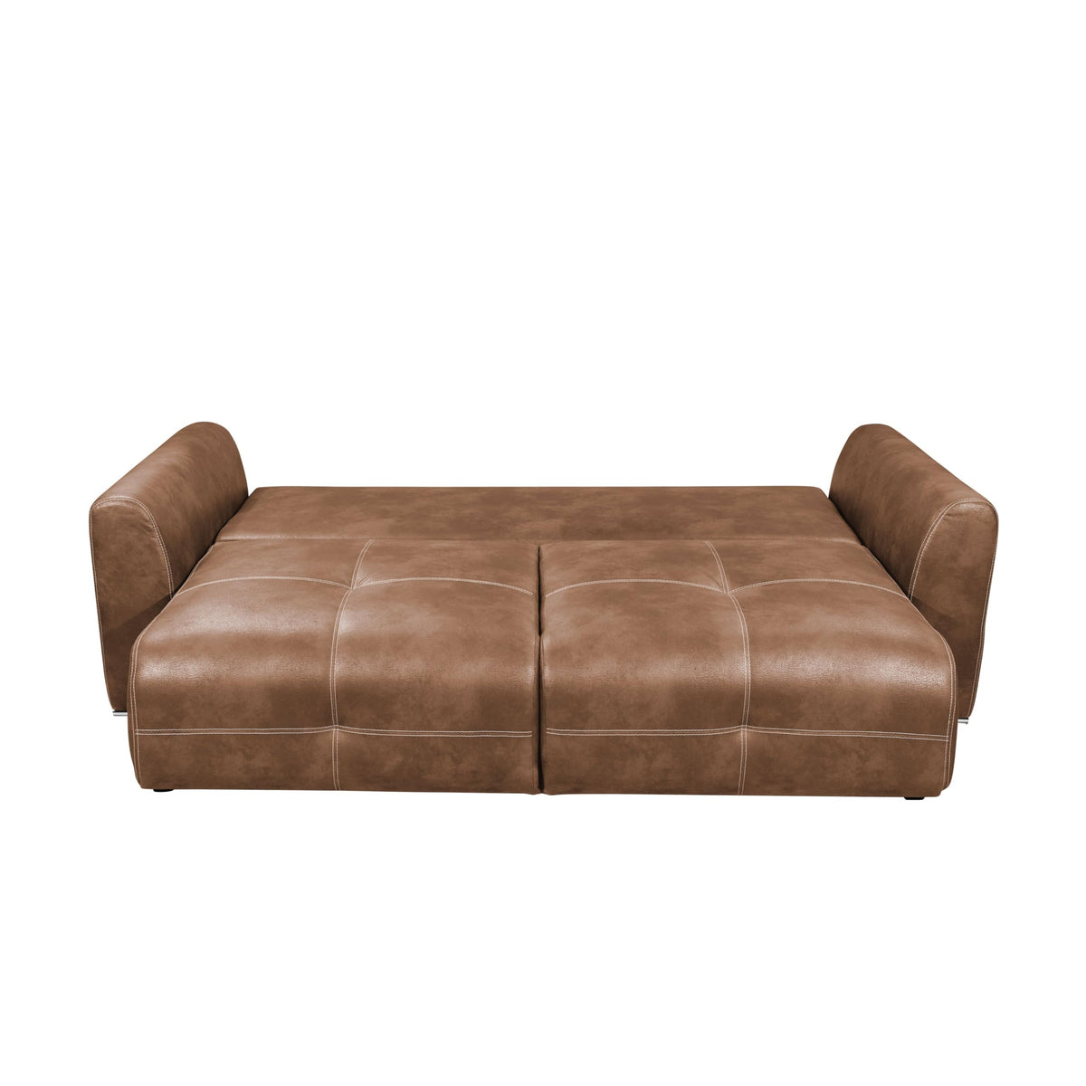 Dolan Comfortable Sofa Bed in Leather Look with Bed Box, Light Brown, Extendable Sofa with Sleep Function, 245 x 85 x 115 cm (W x H x D)