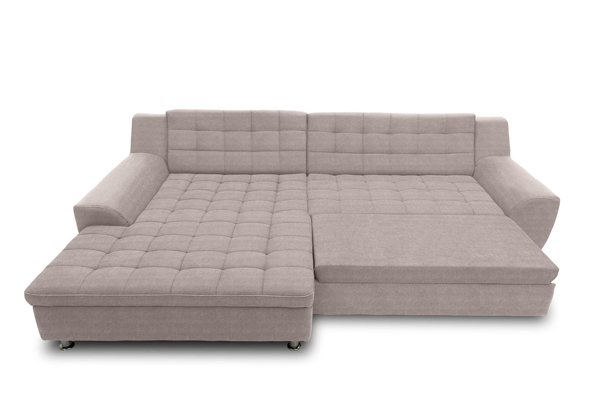DOMO. collection Merida Corner Sofa, Sofa with Sleep Function in L-Shape, Corner Couch with Bed Box, Sofa Bed 304 x 200 x 84 cm (W x D x H), Beige