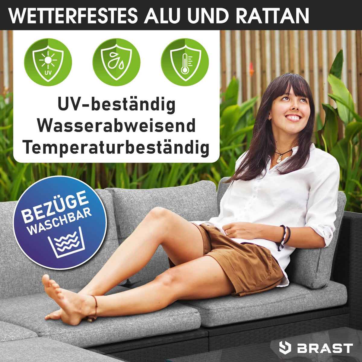 BRAST® Gartenmöbel Lounge Set XXL | 8-12 Personen viele Modelle & Farben | inkl. extra Dicke Kissen | TÜV geprüft | Outdoor Loungemöbel Sitzgruppe Essgruppe Garnitur | Dreams Grau