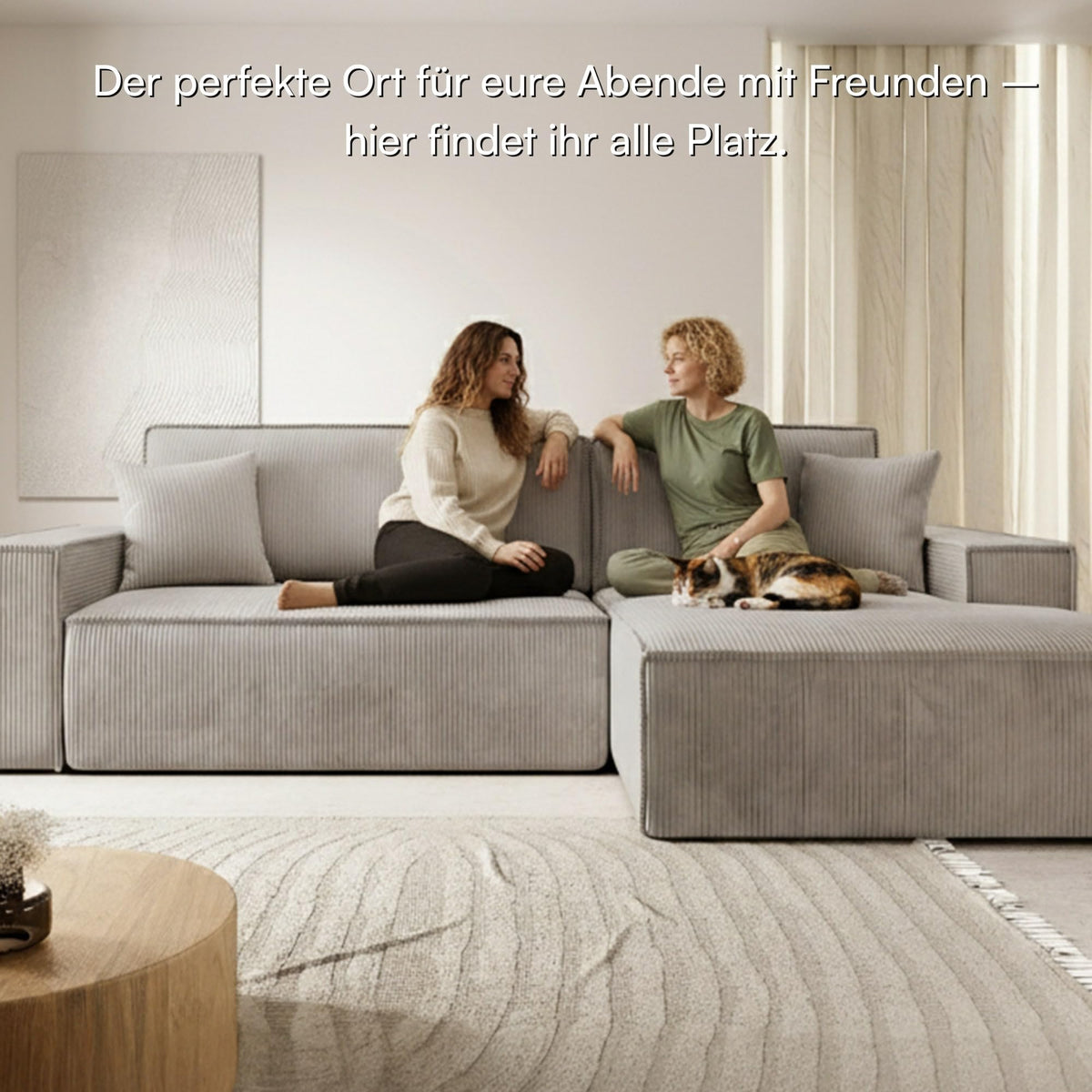 Selsey Sofa Corner Sofa Bed Couch with Storage Space Sleep Function Easy Care Polyurethane Foam L Shape Right Farese Beige Corduroy Look
