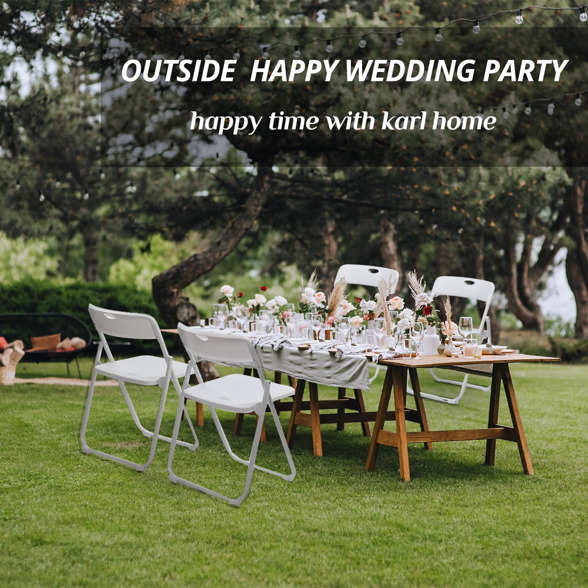 Karl home 6 PCS Plastic Folding Chair, Lightweight Foldable Chair, White