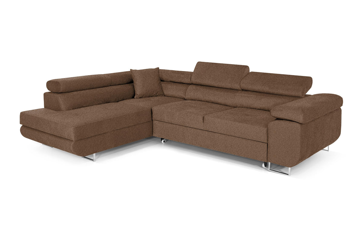 Pasti L-Shaped Corner Sofa with Sleep Function, Sofa Couch with Bed Box, 3-Seater Corner Sofa, Sofa Bed for Living Room, Big Sofa Couch with Sleep Function (Light Grey, Ottoman