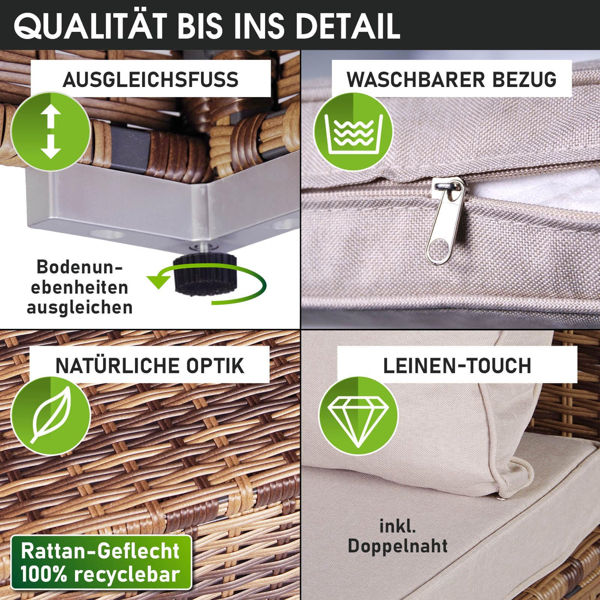 BRAST® Gartenmöbel Lounge Set XXL | 8-12 Personen viele Modelle & Farben | inkl. extra Dicke Kissen | TÜV geprüft | Outdoor Loungemöbel Sitzgruppe Essgruppe Garnitur | Dreams Grau