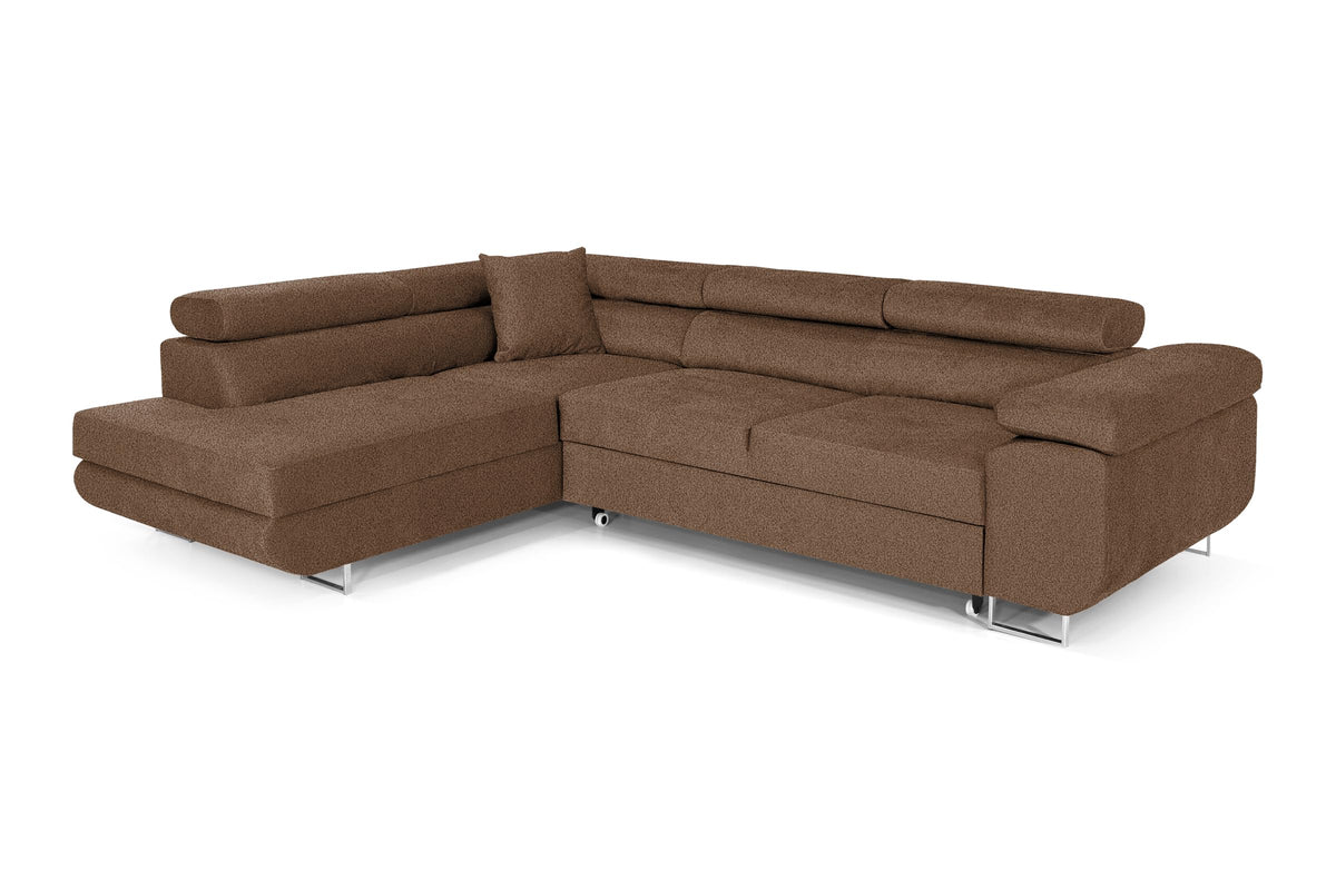 Pasti L-Shaped Corner Sofa with Sleep Function, Sofa Couch with Bed Box, 3-Seater Corner Sofa, Sofa Bed for Living Room, Big Sofa Couch with Sleep Function (Light Grey, Ottoman