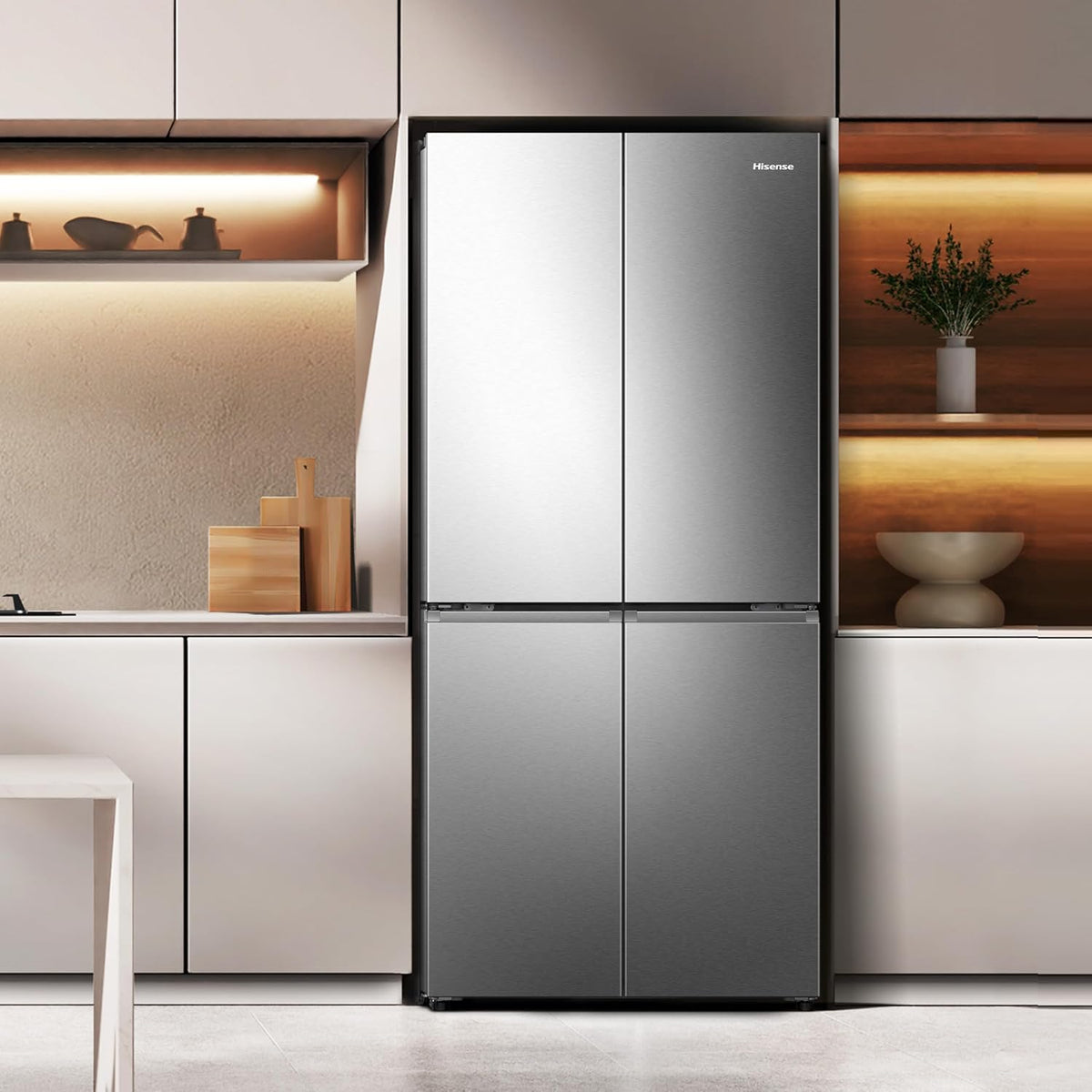 Hisense RQ5P470SAID Cross-Door Fridge-Freezer, 304 Litre Fridge Capacity, 179 Litre Freezer, Total NoFrost, Wifi, Multi AirFlow, FastFreeze, Energy Efficiency Class D, 178.5 cm x 79.4 cm