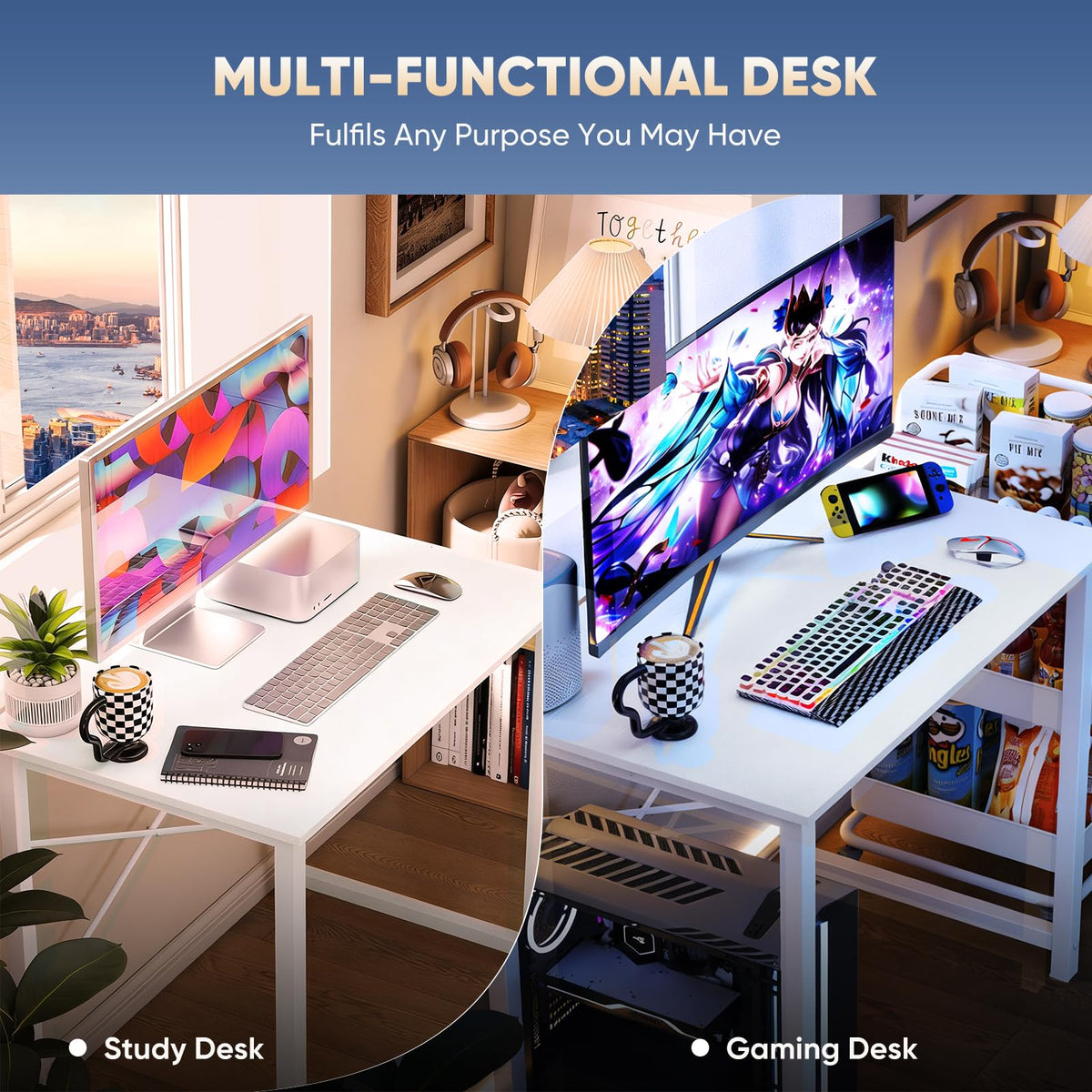 DUMOS 32 Inch Small Computer Desk, Gaming Desks for Home Office Bedroom