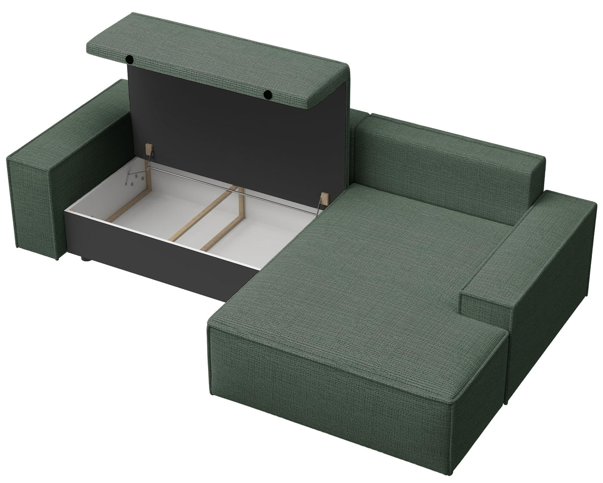 Selsey Sofa Corner Sofa Bed Couch with Storage Space Sleep Function Easy Care Polyurethane Foam L Shape Right Farese Beige Corduroy Look