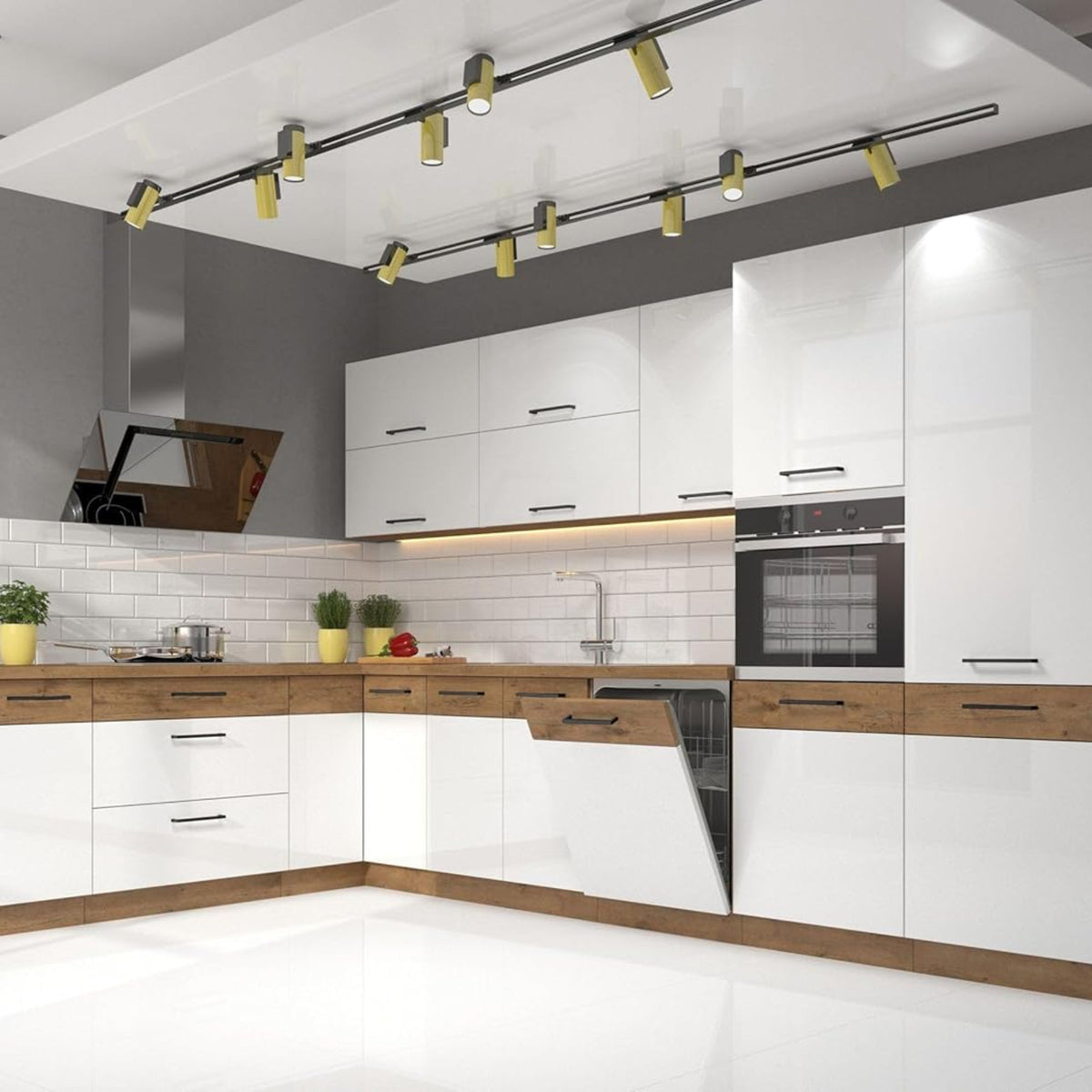 Vigo Lancelot Corner Kitchen Unit 210 x 350 cm Glossy White